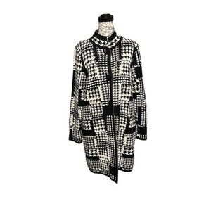 Le Magli Di Sofia Houndstooth Open Cardigan Sweater Large Twee London‎ Paris